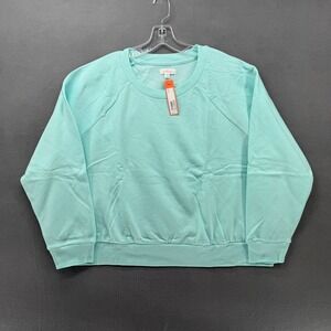 Colsie Women's Blue Aqua Mint Raglan Sweatshirt Pullover Top Size 2X
